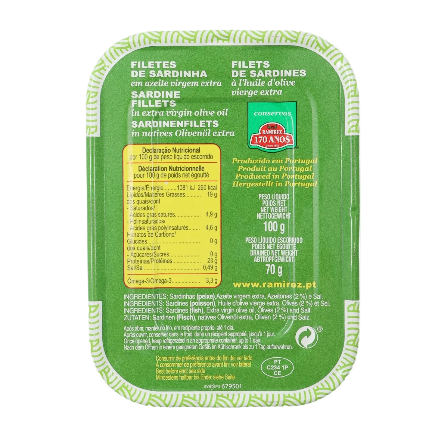 Ramirez boneless sardine fillets in extra virgin olive oil
