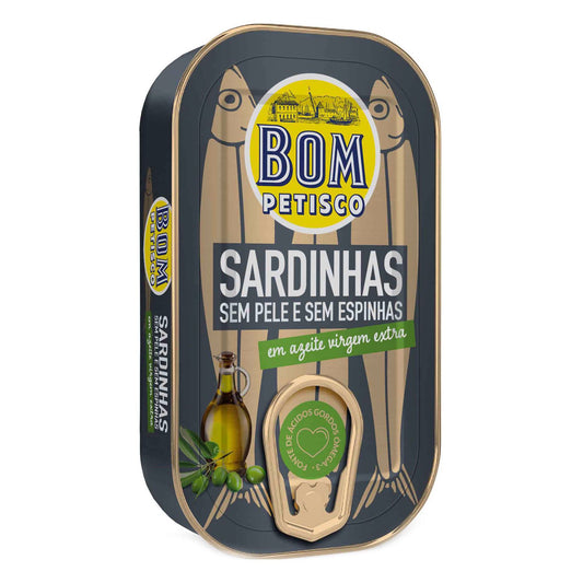 Skinless and boneless sardines in extra virgin olive oil