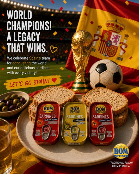 🏆🇪🇸 Bom Petisco Portuguese Sardines Tasting Pack (3 x 120g) – Spanish World Champions Flag Edition