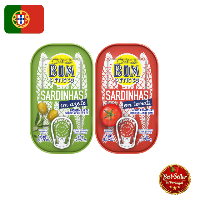 🇵🇹 Bom Petisco Portuguese Sardines Tasting Pack (2 x 120g) – PT Flag Edition