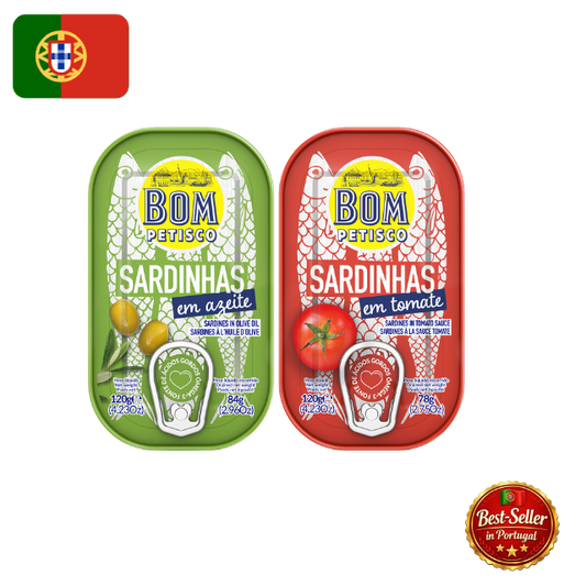 🇵🇹 Bom Petisco Portuguese Sardines Tasting Pack (2 x 120g) – PT Flag Edition