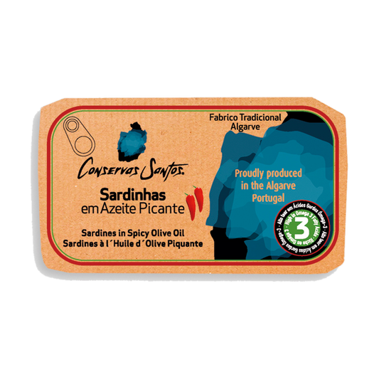 Campo Santos spicy sardines in olive oil, 120g tin